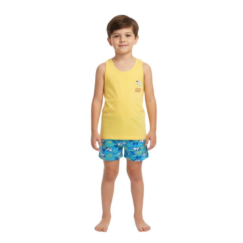 Bongo Kids Wear Space Themed Cotton 2-Piece Sleeveless Tank Top and Shorts Underwear Set for Boys